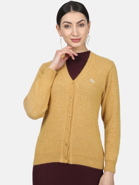 

Monte Carlo Women Mustard Yellow Woolen Solid Cardigan