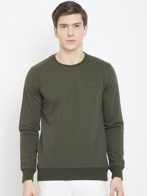

Adobe Men Olive Green Solid Sweatshirt