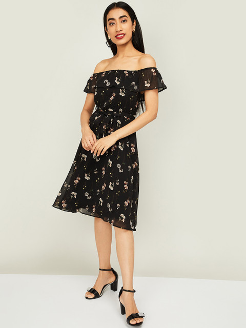 

CODE by Lifestyle Women Black Printed A-Line Dress