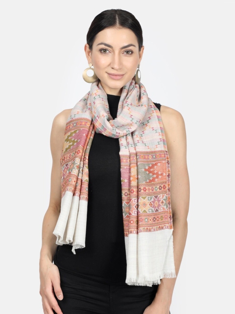 

Monte Carlo Women Off-White & Orange Woven Design Stoles