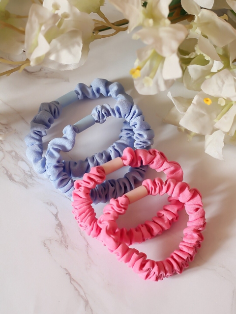 

Bellofox Women Set of 4 Solid Scrunchies, Pink