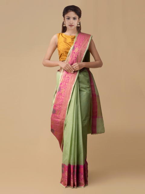 

Unnati Silks Green Silk Cotton Checked Kota Saree