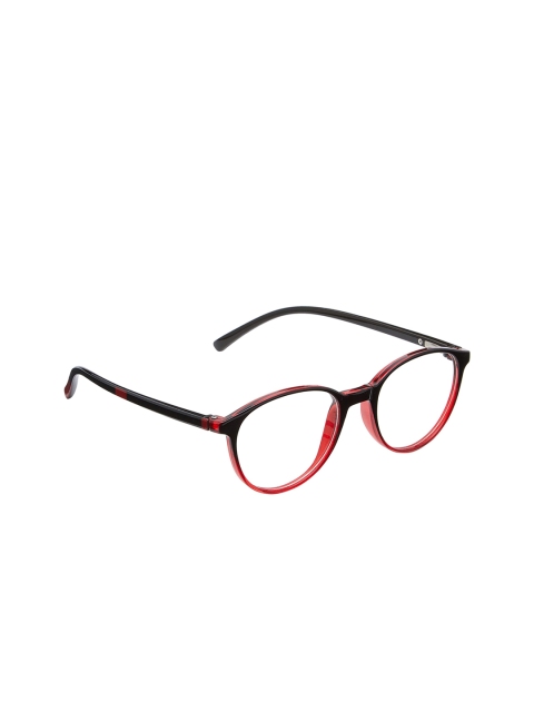 

VAST Unisex Red Solid Full Rim Round Frame 7715_BLK_RED_ROUND_ARC_CLEAR, Black