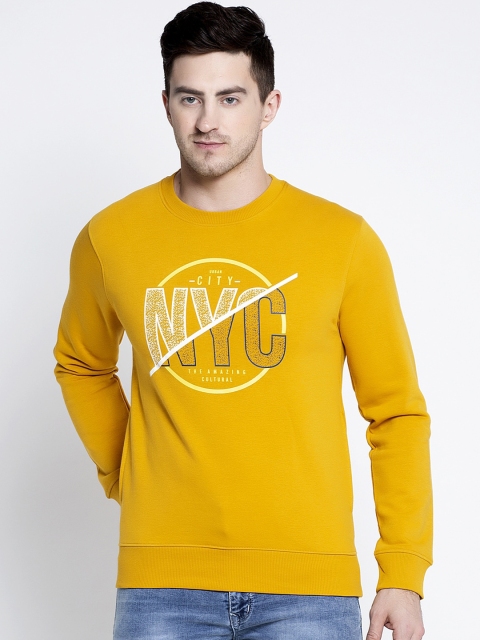 

Rodamo Men Mustard Yellow Printed Sweatshirt