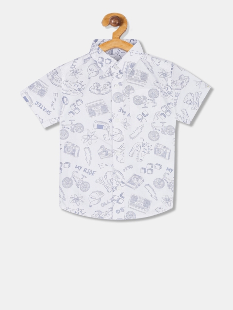

The Childrens Place Boys White & Blue Regular Fit Printed Casual Shirt