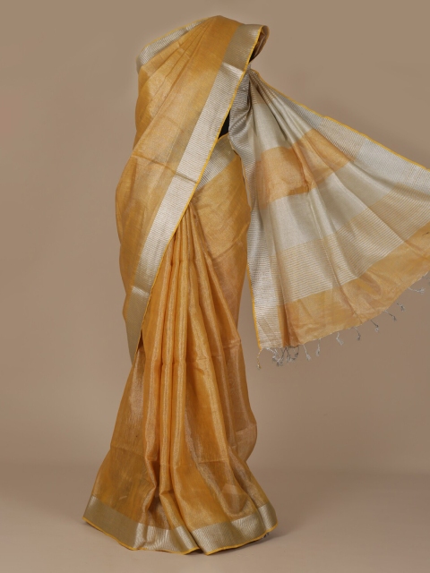 

Pothys Mustard Solid Pure Linen Saree