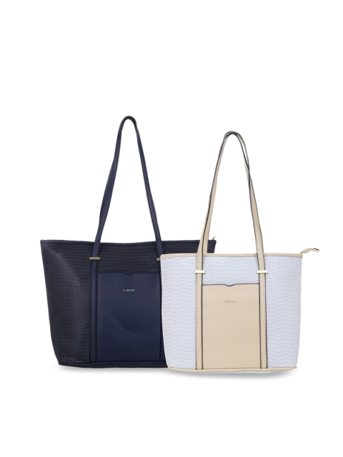 

ESBEDA Set of 2 Blue & Beige Colourblocked Shoulder Bags