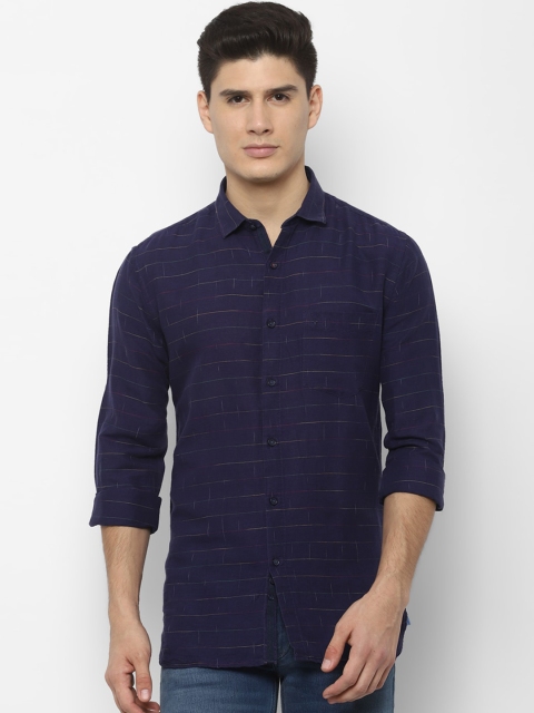 

Allen Solly Men Navy Blue Slim Fit Striped Casual Shirt