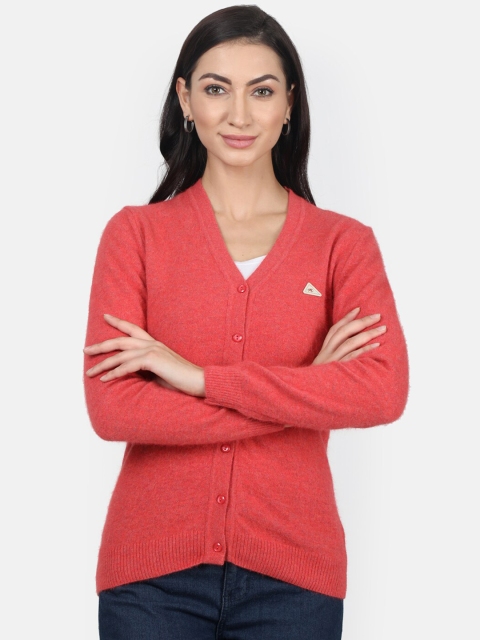 

Monte Carlo Women Peach-Coloured Solid Cardigan