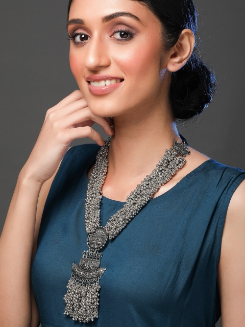 

Rubans Oxidized Silver-Plated Metal Ball Chain Necklace