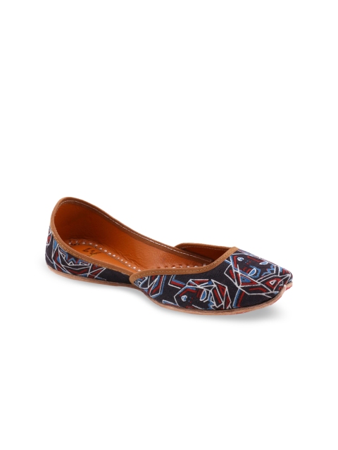 

HUE Women Blue Printed Mojaris