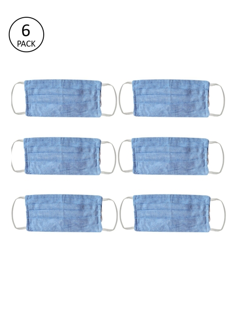 

Bellofox Pack of 6 Blue Solid 3 Ply Cloth Non-Surgical Masks