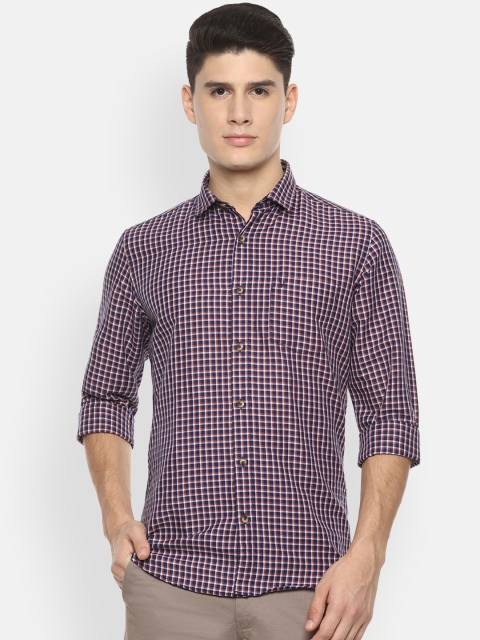 

Van Heusen Sport Men Navy Blue & White Slim Fit Checked Casual Shirt