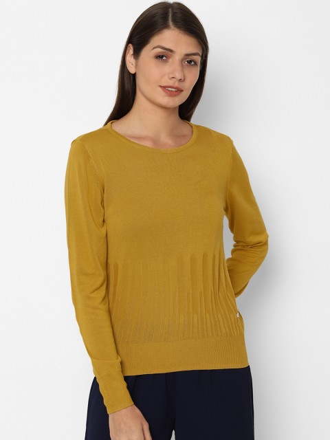 

Allen Solly Woman Women Mustard Solid Acrylic Top