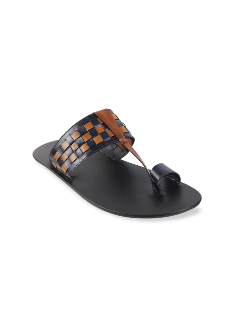 

Metro Men Navy Blue & Tan Brown Leather Comfort Sandals
