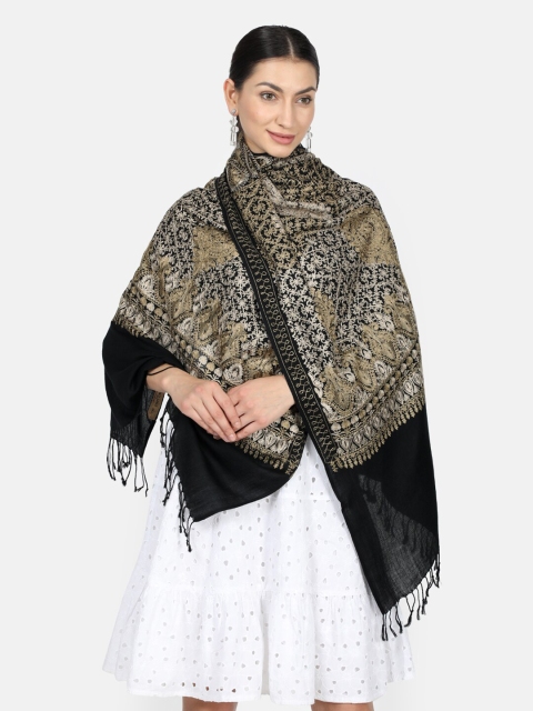 

Monte Carlo Women Black & Grey Woven Design Stoles