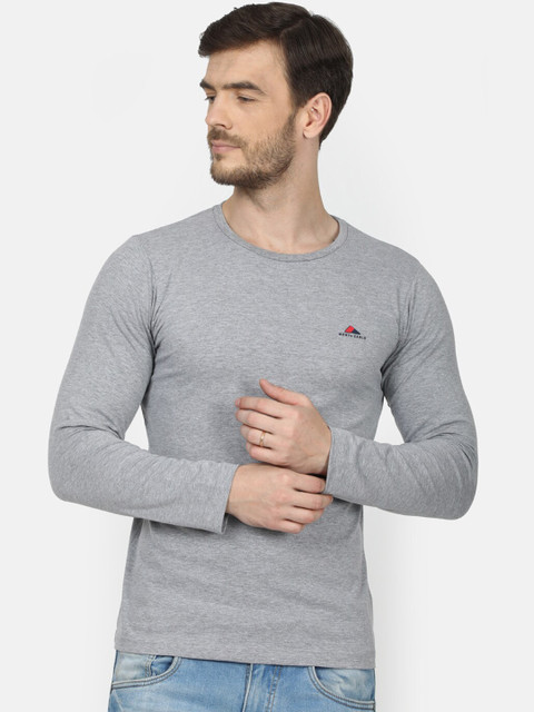

Monte Carlo Men Grey Solid Round Neck T-shirt