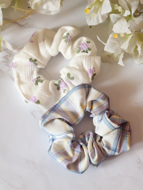 Bellofox Women Set Of 2 Printed Ponytail Holders, Purple