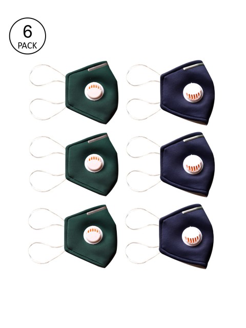 

Bellofox Pack Of 6 Green & Blue Reusable 3-Ply Outdoor Cloth Masks