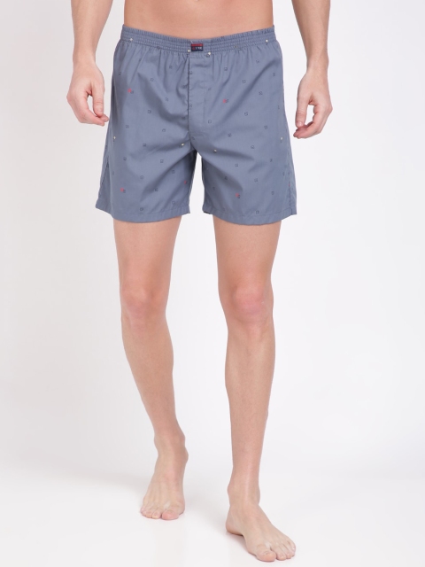 

IVOC Men Grey & Blue Printed Pure Cotton Boxers