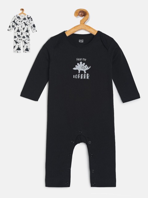 

MINI KLUB Infant Boys Pack of 2 Black & White Printed Rompers