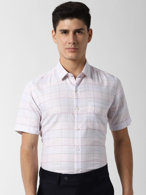 

Peter England Men White Regular Fit Checked Formal Shirt