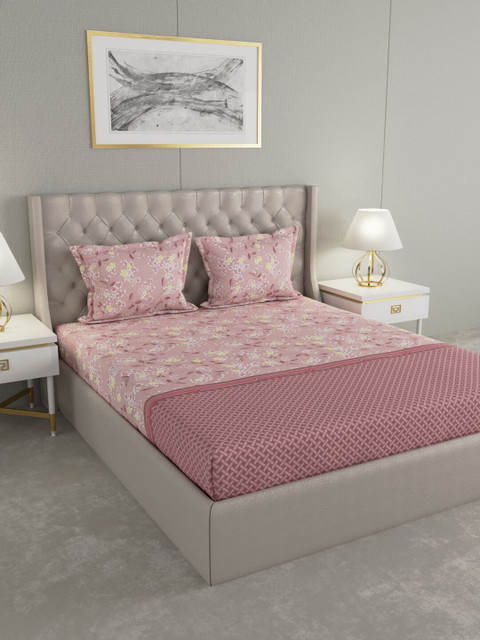 

Raymond Home Pink Abstract 100% Cotton 104 TC Pink Double Bedsheet With 2 Pillow Covers
