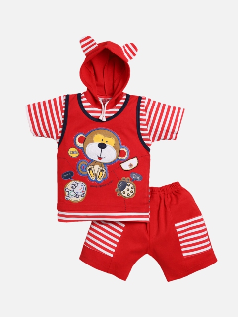 

Jaybee Boys Red & White Appliqued Clothing Set