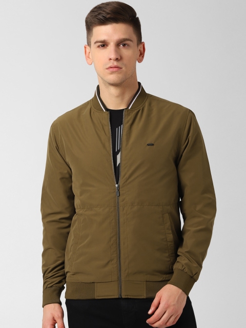 

Peter England Casuals Men Olive Green Solid Bomber Jacket