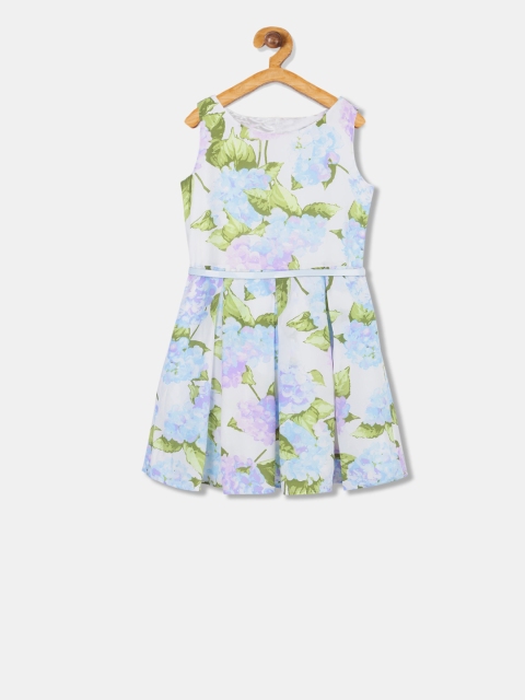

The Childrens Place Girls Blue & White Printed Fit and Flare Dress