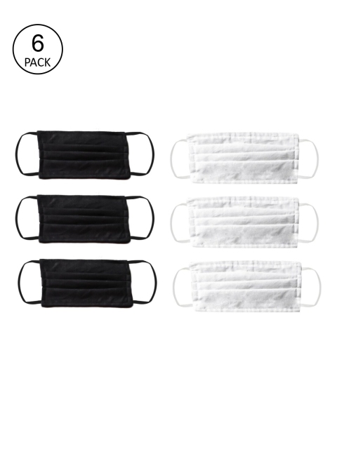 

Bellofox Unisex Pack Of 6 Black & White 3-Ply Pleated Cloth Mask