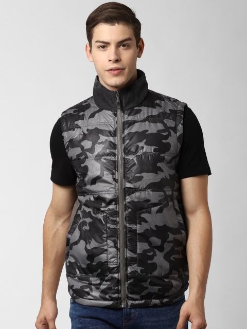 Peter England Casuals Men Grey Printed Padded Jacket