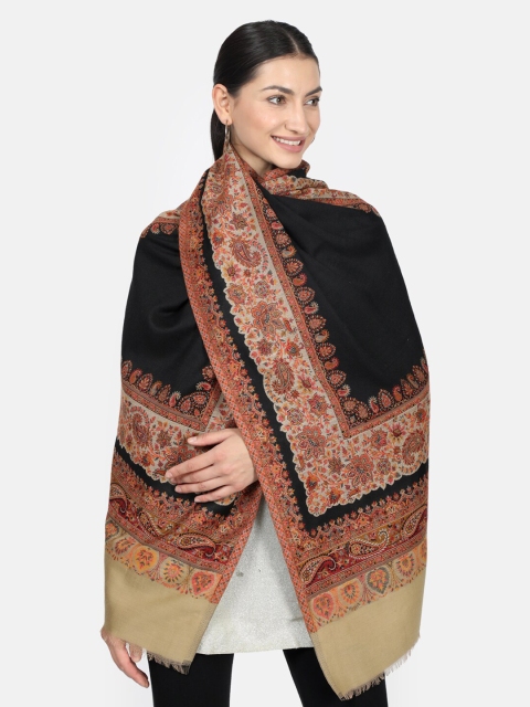 

Monte Carlo Women Black & Orange Woven-Design Stole