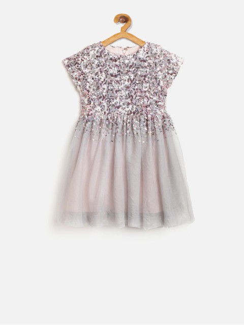 

Cherry Crumble Girls Grey Embellished Fit and Flare Dress
