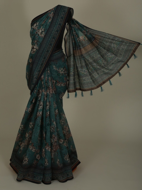 

Pothys Green & Beige Cotton Blend Printed Saree