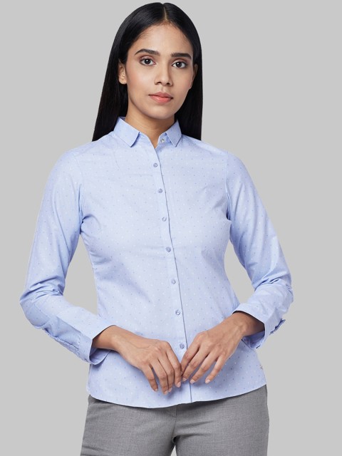

Park Avenue Women Blue Regular Fit Checked Formal Shirt