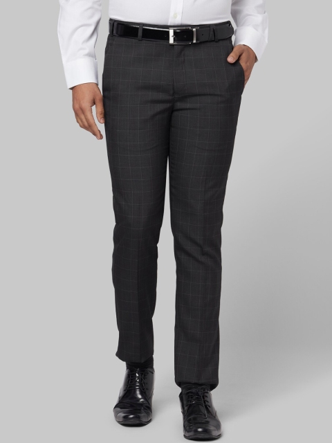 

Park Avenue Men Grey Regular Fit Checked Formal Trousers
