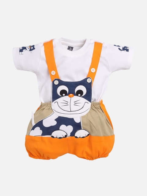 

Jaybee Boys Orange Appliqued Dungarees With Tshirt