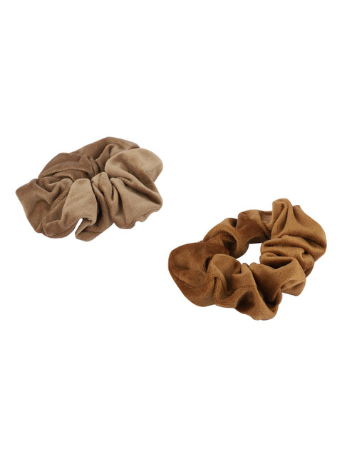 

Bellofox Women Set Of 2 Solid Scrunchies, Brown