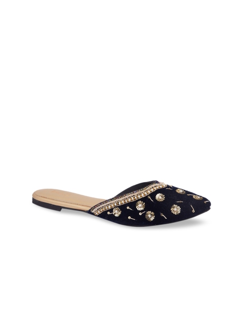 

Inc 5 Women Navy Blue Embellished Mules