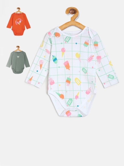 

MINI KLUB Infant Girls Pack of 3 Multicoloured Bodysuits, Green