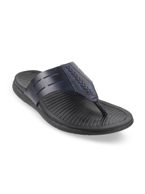 

Mochi Men Navy Blue Solid Leather Comfort Sandals