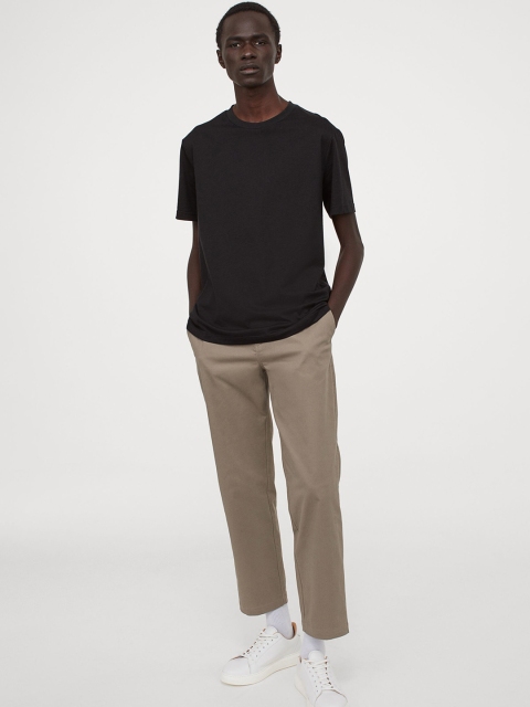 

H&M Men Black Solid Pima Cotton T-Shirt