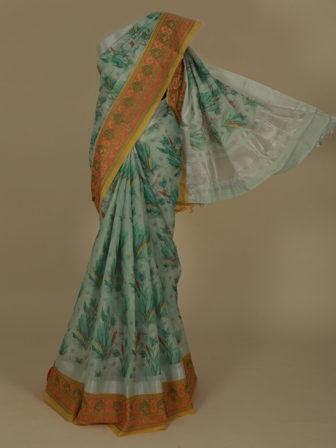 

Pothys Green Printed Tissue Saree