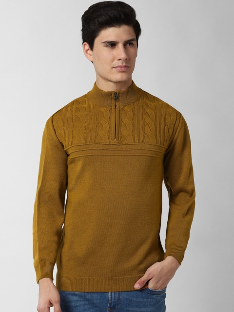 

Peter England Casuals Men Khaki Self Design Acrylic Pullover Sweater