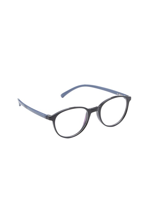 

VAST Unisex Black & Blue Solid Full Rim Round Frame 7715_BLK_GREY_ROUND_ARC_CLEAR