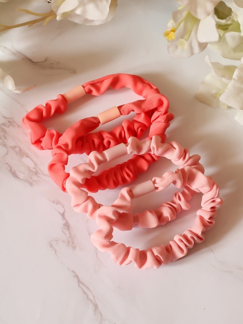 

Bellofox Women Set Of 4 Pink Crinkled Hair Ties