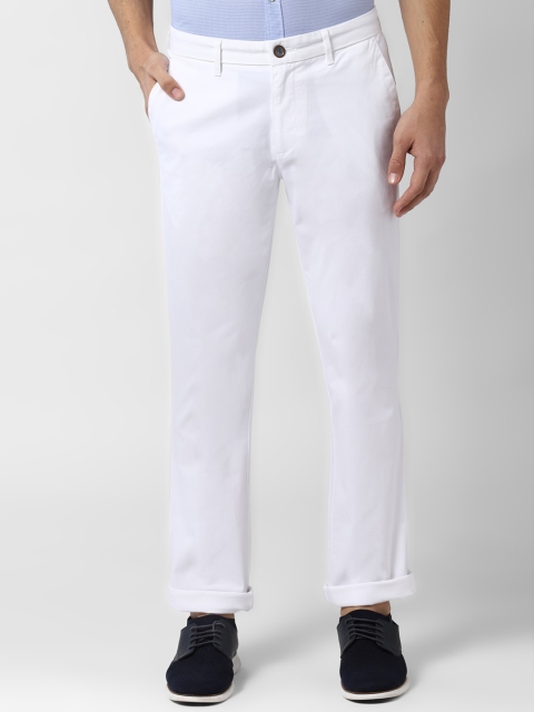 

Peter England Casuals Men White Slim Fit Solid Regular Trousers