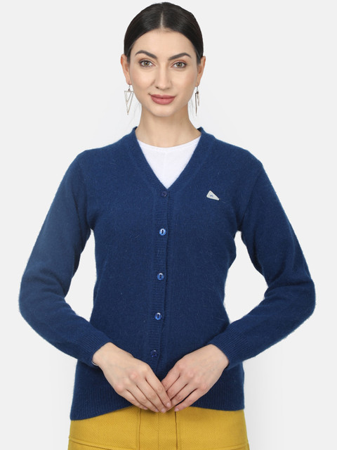 

Monte Carlo Women Blue Solid Cardigan Sweater