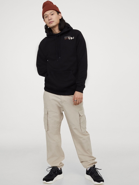 

H&M Men Black Printed Hoodie